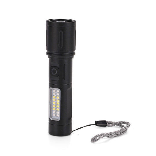 2er-Set LED-Taschenlampen aus Aluminium, wiederaufladbar, 14x3,5 cm, Schwarz