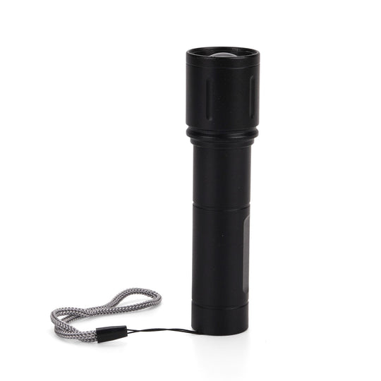 2er-Set LED-Taschenlampen aus Aluminium, wiederaufladbar, 14x3,5 cm, Schwarz