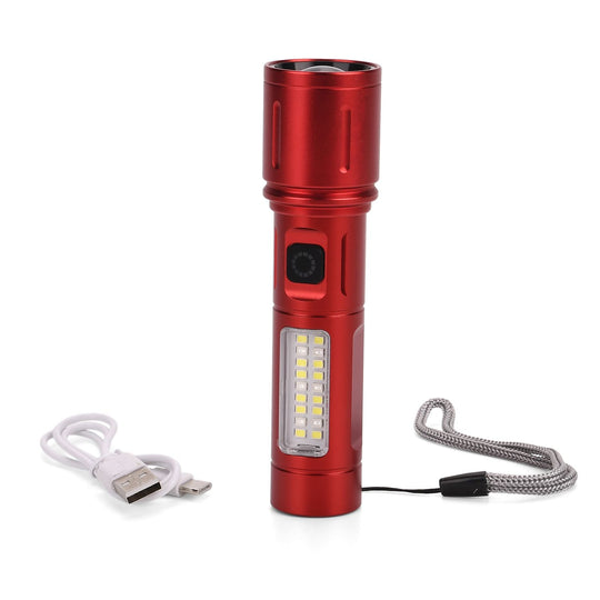 2er-Set LED-Taschenlampen aus Aluminium, wiederaufladbar, 14x3,5 cm, Schwarz