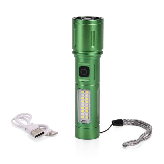 2er-Set LED-Taschenlampen aus Aluminium, wiederaufladbar, 14x3,5 cm, Schwarz