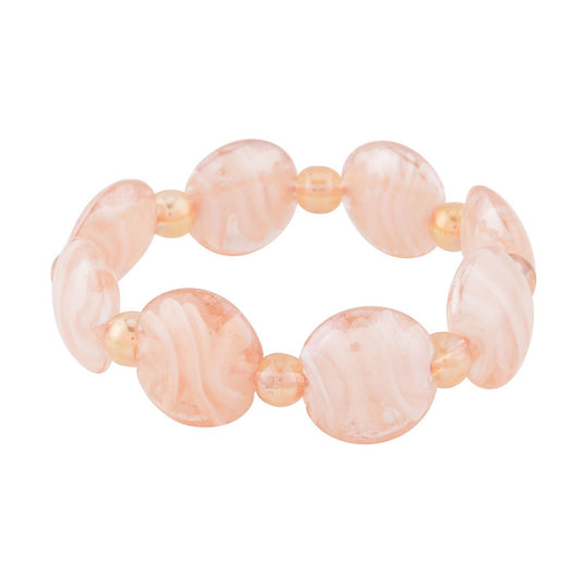 Champagner Kristall, Rosafarbenes Murano-Stil Glas Armband, Flexibel
