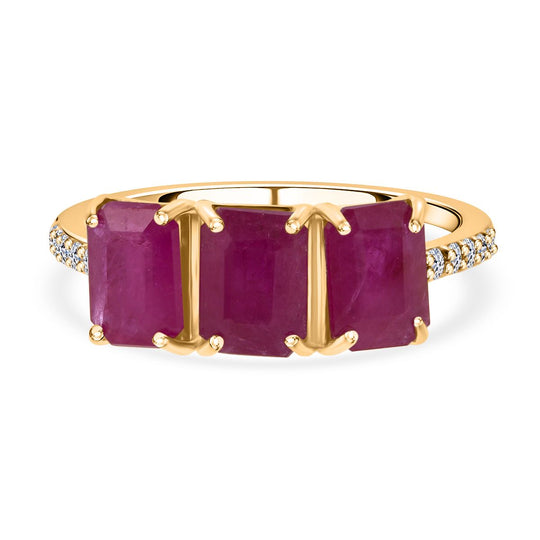 AAA Natürlicher burmesischer Rubin, Weißer Diamant Ring 375 Gold (Größe 18.00) ca. 3.44 ct