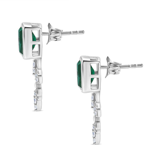 Pfau Quarz Triplette, Weißer Zirkon Ohrringe 925 Silber rhodiniert ca. 3.49 ct