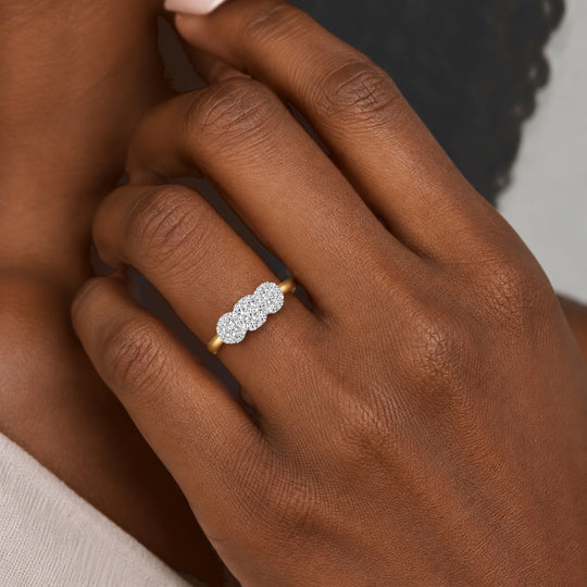 LUXURIANT 1 ct. SGL zertifizierter SI-GH Labor Diamant Ring, 925 Silber 750 Gelbgold Vermeil