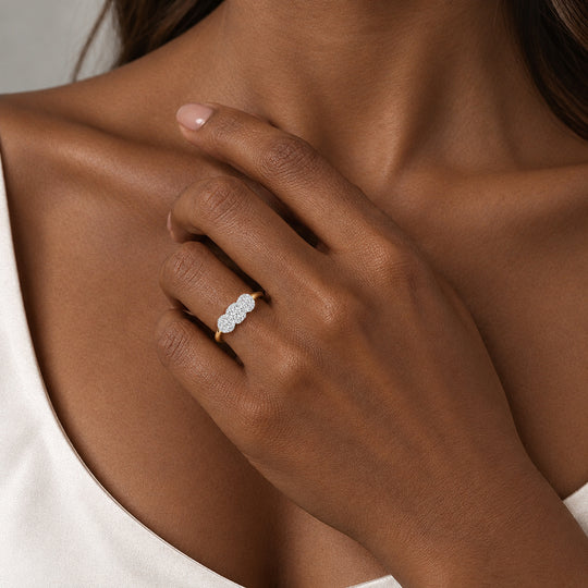 LUXURIANT 1 ct. SGL zertifizierter SI-GH Labor Diamant Ring, 925 Silber 750 Gelbgold Vermeil