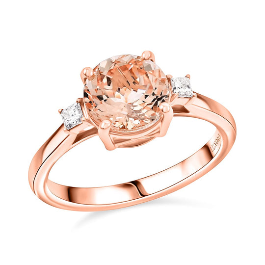 LUXORO zertifizierter und geprüfter AAA Morganit und I2 Diamant Ring in 585 Roségold - 1,80 ct.