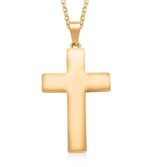 Kreuz Anhänger mit Kette, Reiner Edelstahl, ca. 50 cm, Silberfarben