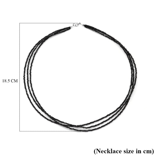 Schwarzer Spinell Halskette ca. 45 cm 925 Silber ca. 55.00 ct