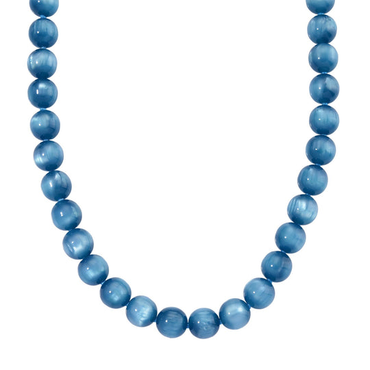 Blaue Apatit Halskette, Simuliert, ca. 45cm mit 5cm extender, Edelstahl
, ca. 340.00 ct