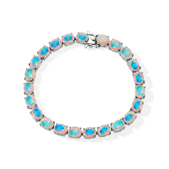 AA Natürlicher, äthiopischer Welo Opal Armband ca. 19 cm 925 Silber rhodiniert ca. 16.25 ct