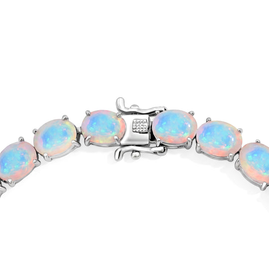 AA Natürlicher, äthiopischer Welo Opal Armband ca. 20 cm 925 Silber rhodiniert ca. 16.25 ct