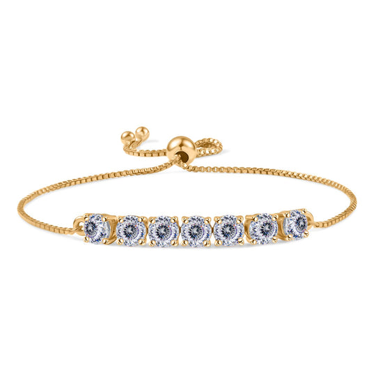 D’joy 100 Facetten Moissanit Armband ca. 19 cm 925 Silber 750 Roségold Vermeil ca. 3.38 ct