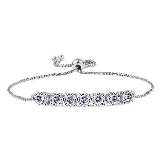 D’joy 100 Facetten Moissanit Armband ca. 19 cm 925 Silber 750 Roségold Vermeil ca. 3.38 ct