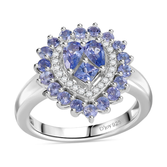 D joy Tansanit Ring 925 Silber rhodiniert (Größe 19.00) ca. 1.52 ct