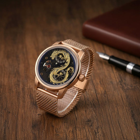 WILLIAM HUNT LIMITIERTE EDITION - Drachen Uhr Seiko Automatik Uhrwerk, 21 Jeweils, Saphir Mineralglas, 5 ATM Wasserdicht, 316L Edelstahl
