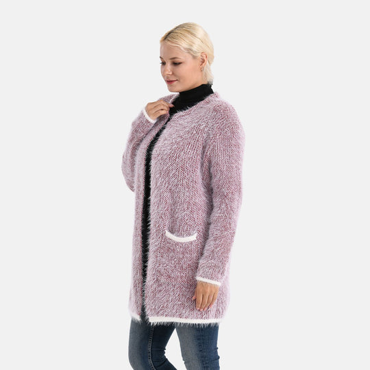 Kuschelweicher, langer Übergangs-Cardigan mit 2 Taschen, gestrickt, Hellgrau
