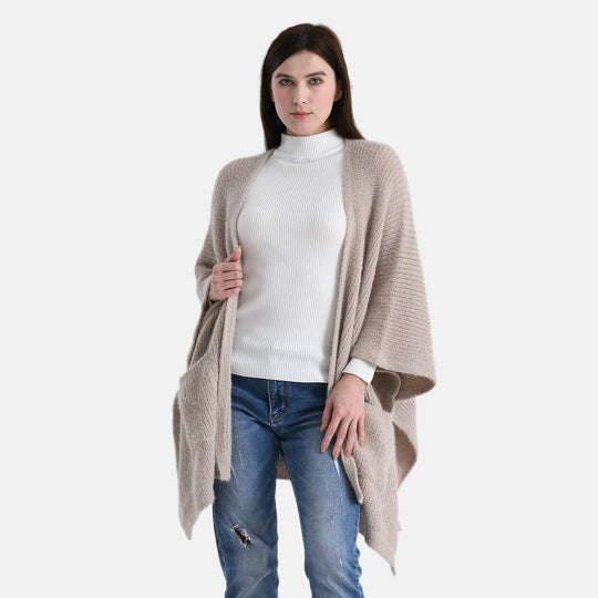 Cardigan im Casual-Chic mit offenen Seiten und Taschen, Einheitsgröße, Karamellbraun