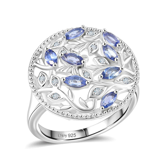 D joy Tansanit, Weißer Zirkon Ring 925 Silber platiniert (Größe 19.00) ca. 0.86 ct