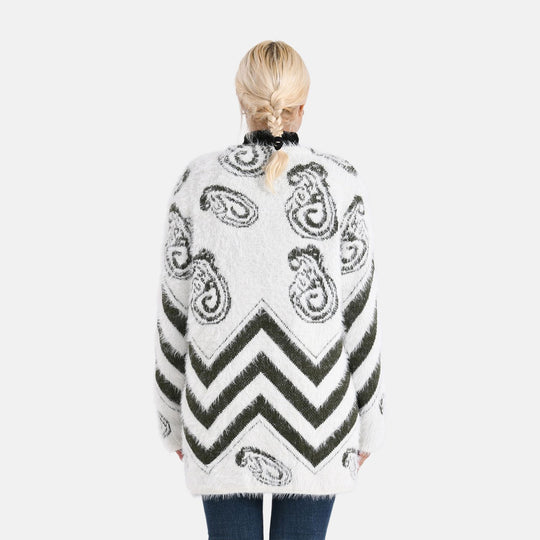 Gemusterter Cardigan mit Taschen, Einheitsgröße, Paisley-Muster, Tiefgrün