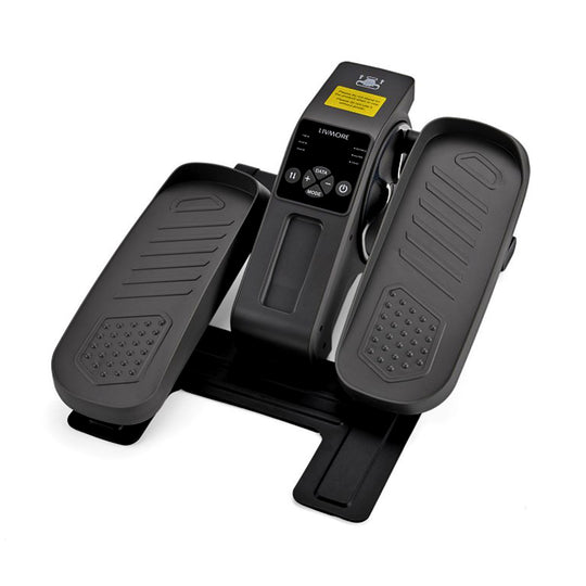 LIVMORE Elektro Fitness Stepper für zuhause, sanftes Training, leise, LCD Display, Fernbedienung, Anti Rutsch Pedale, Weiß, 1 Jahr Garantie inkl.