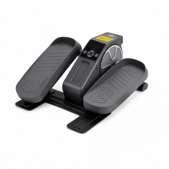 LIVMORE Elektro Fitness Stepper für zuhause, sanftes Training, leise, LCD Display, Fernbedienung, Anti Rutsch Pedale, Weiß, 1 Jahr Garantie inkl.