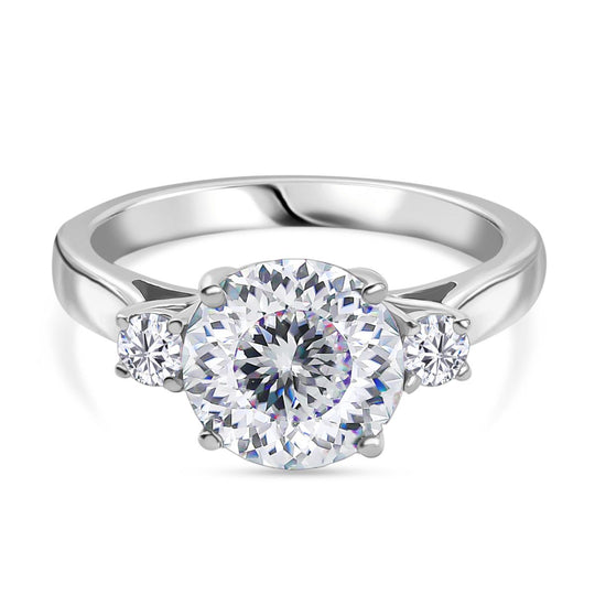 D'Joy 100 Facetten Moissanit Ring 925 Silber rhodiniert (Größe 19.00) ca. 2,80 ct