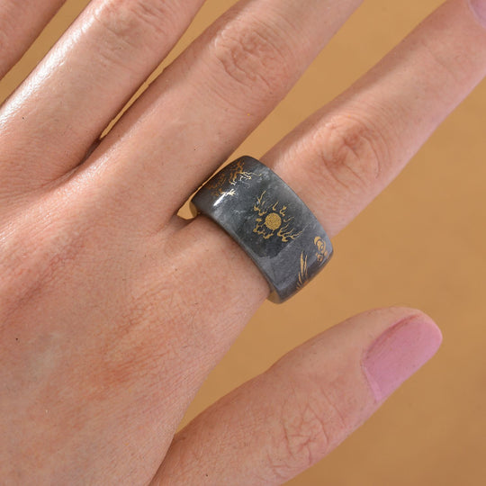EXTREM SELTEN - Natürlicher Olmek Jadeit Ring (Größe 20.00) ca. 35.00 ct