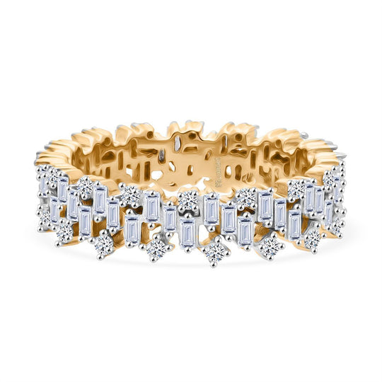 LUXURIANT 1 ct. SGL zertifizierter SI-GH Labor Diamant Ring, 925 Silber 750 Gelbgold Vermeil