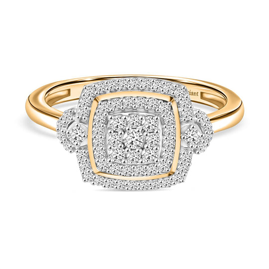 LUXURIANT DIAMOND - Lab Grown Diamant SI-GH SGL zertifiziert Ring 925 Silber 750 Gelbgold Vermeil (Größe 17.00) ca. 0,50 ct