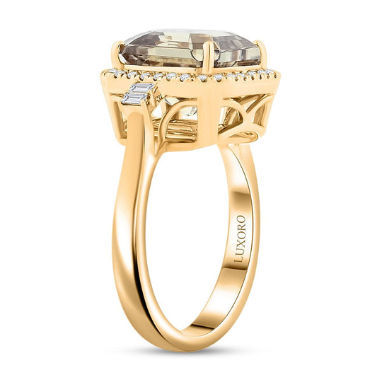LUXORO AAA Turkizit, Weißer Diamant Ring 585 Gold (Größe 19.00) ca. 5,96 ct