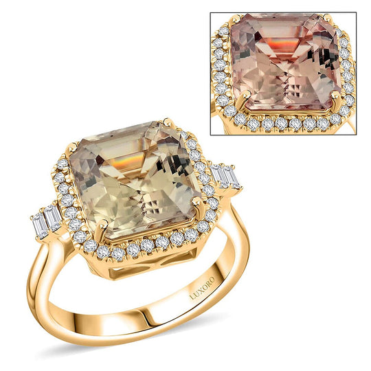 LUXORO AAA Turkizit, Weißer Diamant Ring 585 Gold (Größe 19.00) ca. 5,96 ct