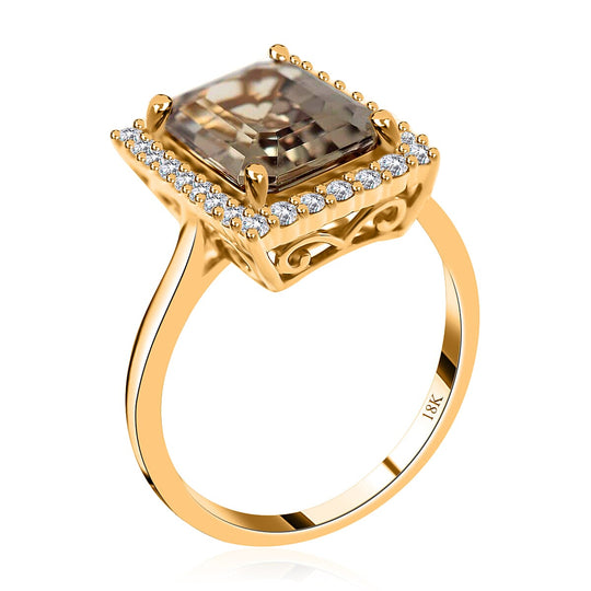 LUXORO AAA Turkizit, Weißer Diamant Ring 585 Gold (Größe 19.00) ca. 4,37 ct
