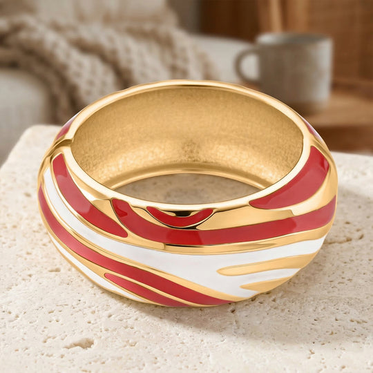 Emaille-Armreif im Wellen-Design, ca. 18 cm, Coral