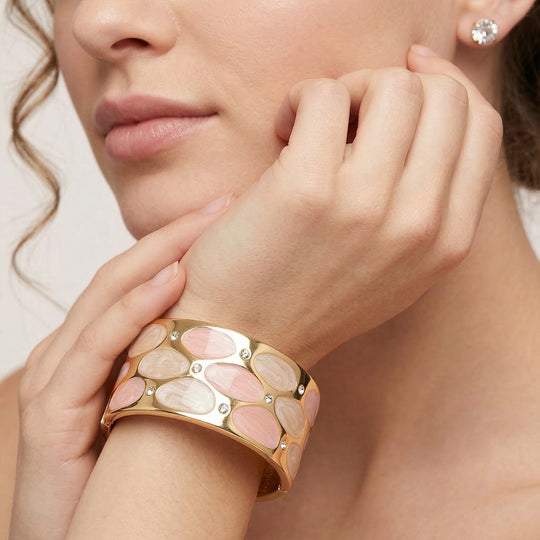 Weißer Kristall Armreif ca. 17 cm emailliert