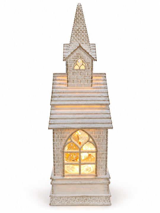 Weihnachts Deko Heilige Familie, warmweißes LED, 2 Weihnachtsmelodien, 11 x 7.8 x 23 cm, Weiß, Batteriebetrieb 3 x AAA nicht enthalten