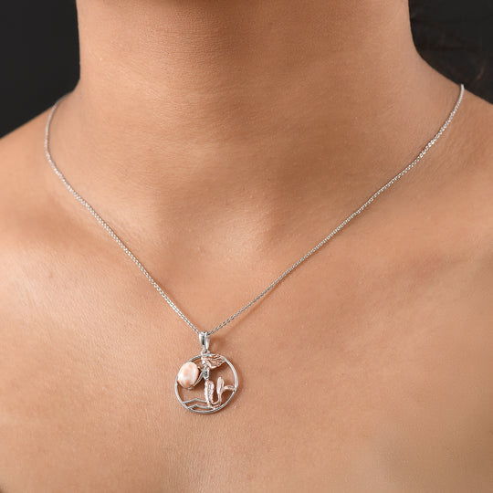 D’joy AA Natrolith Anhänger 925 Silber Überlagerung aus Roségold und Platin ca. 1.16 ct