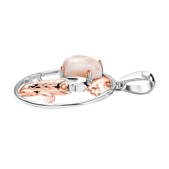 D’joy AA Natrolith Anhänger 925 Silber Überlagerung aus Roségold und Platin ca. 1.16 ct