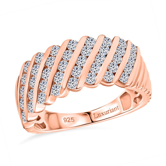 LUXURIANT DIAMOND - Lab Grown Diamant VS-EF SGL zertifiziert Ring 925 Silber 750 Roségold Vermeil (Größe 17.00) ca. 1,00 ct