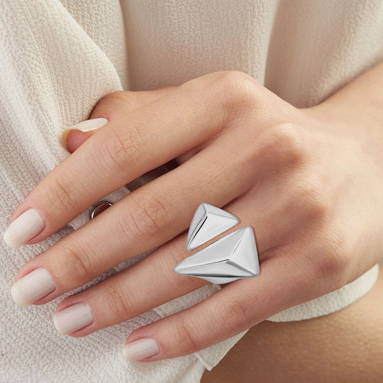 Statement-Ring, geometrisches Dreiecks-Design, 925 Silber,
