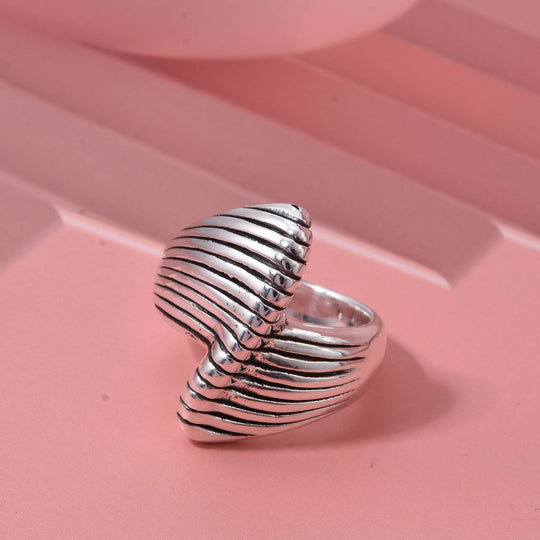 Rillenstruktur Design Ring, 925 Silber, ca. 3,65g