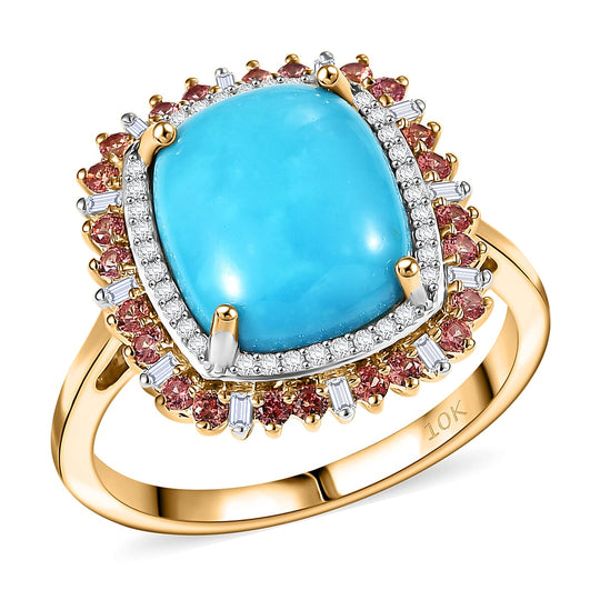 AMERIKA CLOSE OUT DEAL - LUXORO AA Sleeping Beauty Türkis, Padparadscha Saphir Ring 417 Gold (Größe 17.00) ca. 5.23 ct