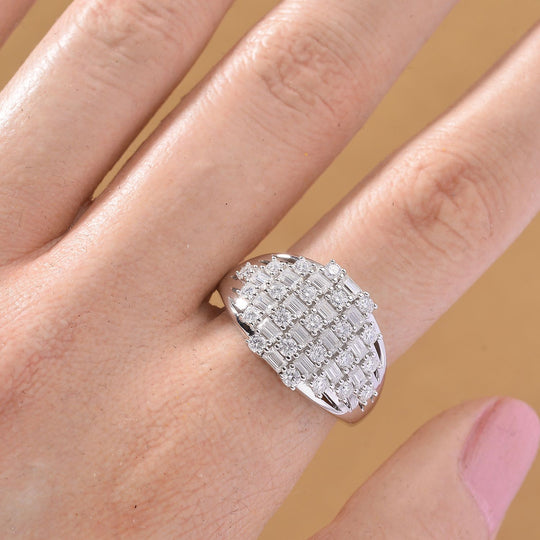 Moissanit Ring 925 Silber rhodiniert (Größe 20.00) ca. 1,33 ct