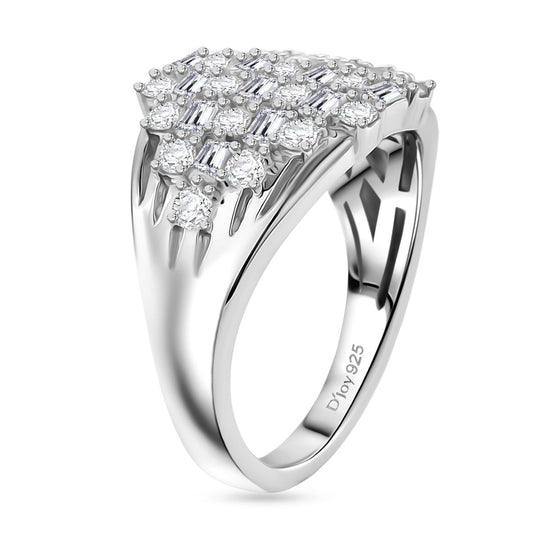Moissanit Ring 925 Silber rhodiniert (Größe 20.00) ca. 1,33 ct