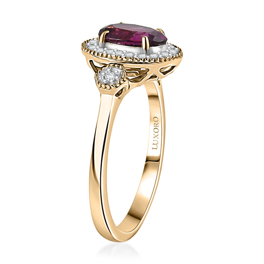 LUXORO AAA Radiant Ember Granat, Weißer Diamant Ring 417 Gold (Größe 17.00) (10-16 Werktage Lieferzeit) ca. 1,68 ct