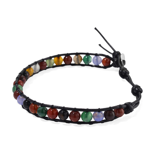 Flexibles mehrfarbiges Hämatoid-Quarz Armband, Legierung - 35 ct.