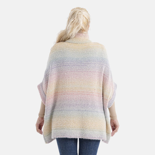 La Marey - Poncho mit Stehkragen und Taschen, Mehrfarbig