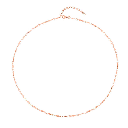 Feine Spindel-Gliederkette, Reiner Edelstahl IP Rosa Plattierung Halskette ca. 50 cm ca. 6,50g