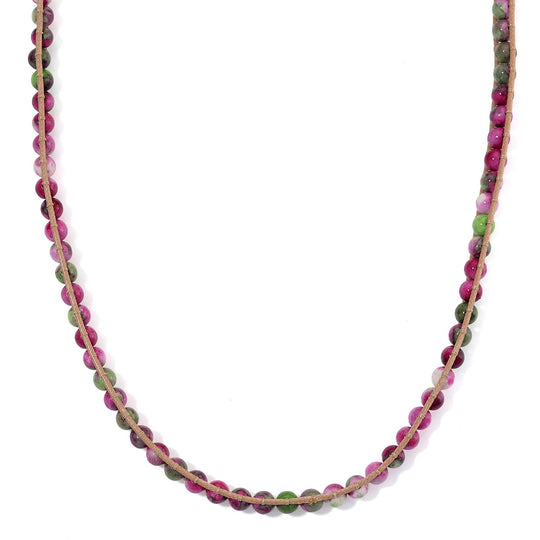 Fuchsia-grüner Regenblumen-Yuhua-Quarzit Halskette, flexibel (ca. 42 cm), ca. 80.00 ct