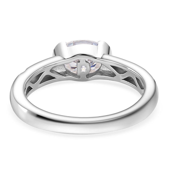 Moissanit Ring 925 Silber rhodiniert (Größe 20.00) ca. 1,48 ct
