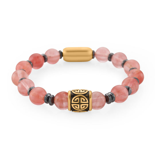 Grüner Aventurin, Hämatit Armband ca. 20 cm Reiner Edelstahl gelb vergoldet ca. 160,00 ct.